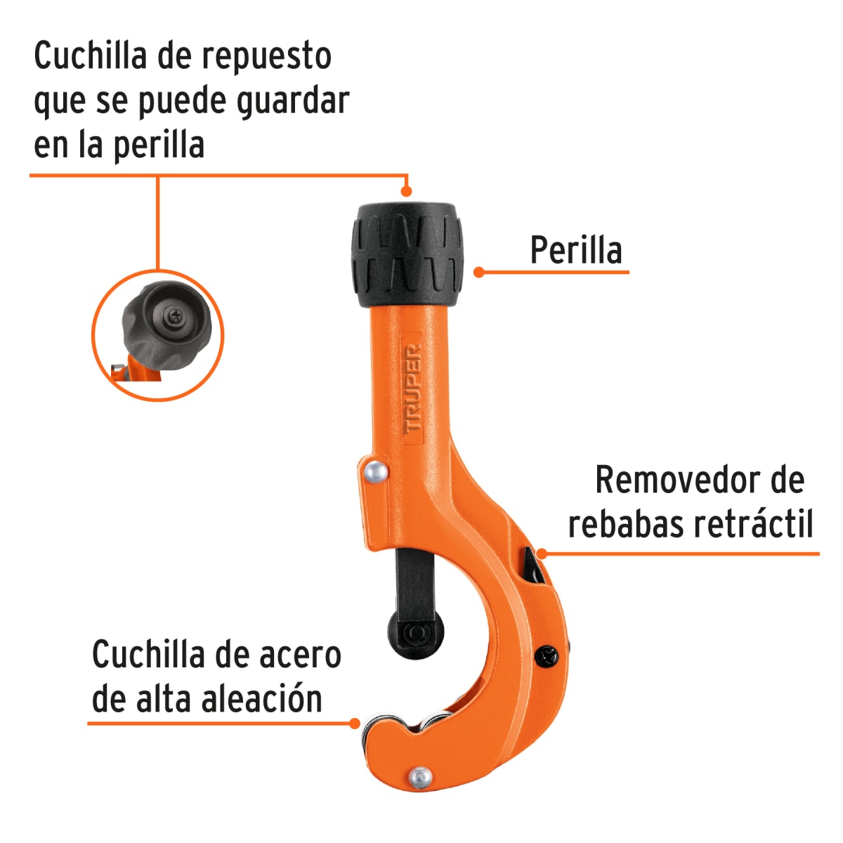 Cortador tubo de cobre 3/16'' a 2'' cuchilla 18 mm. truper2
