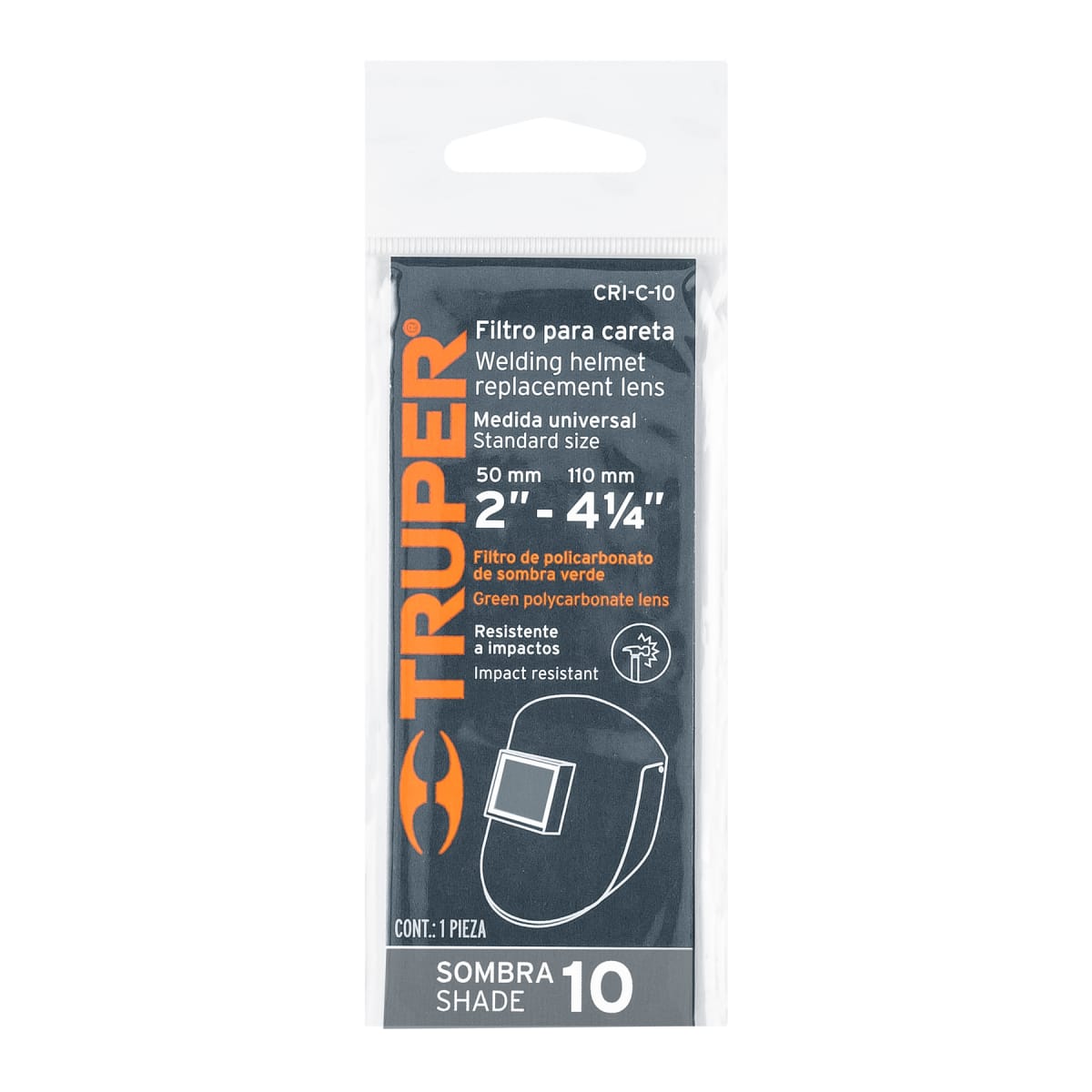 Lente sombra 10 para máscaras con lente abatible Truper y Pretul3