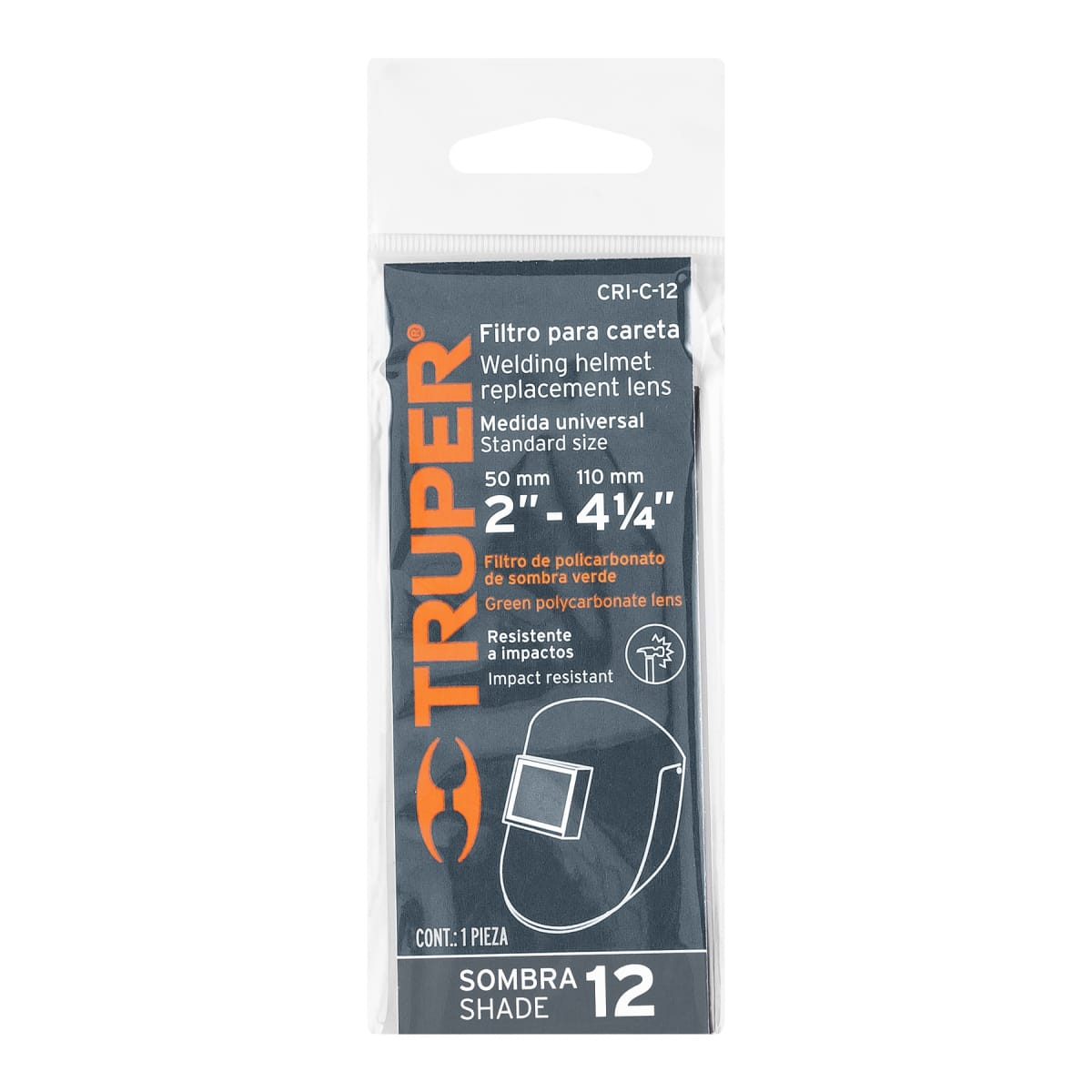 Lente sombra 12 para máscaras con lente abatible Truper y Pretul3