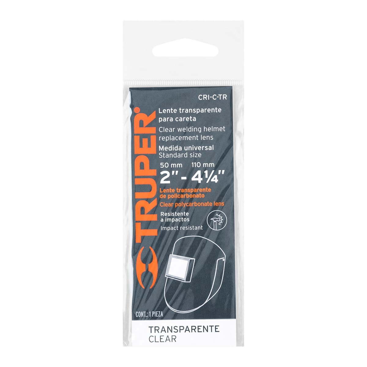 Lente transparente para máscaras con lente abatible Truper y Pretul3