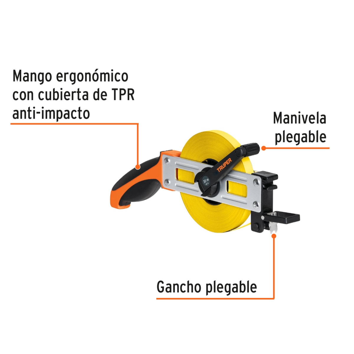 wincha metalica de 30m tipo cruceta Truper2