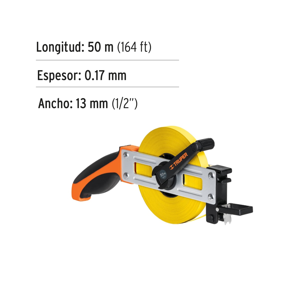 wincha metálica de 50m tipo cruceta truper2