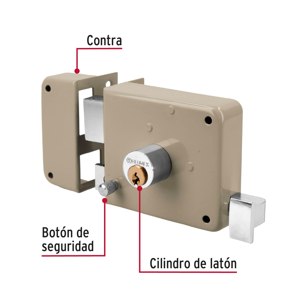 Chapa cerradura de sobreponer izquierda clasica Hermex2