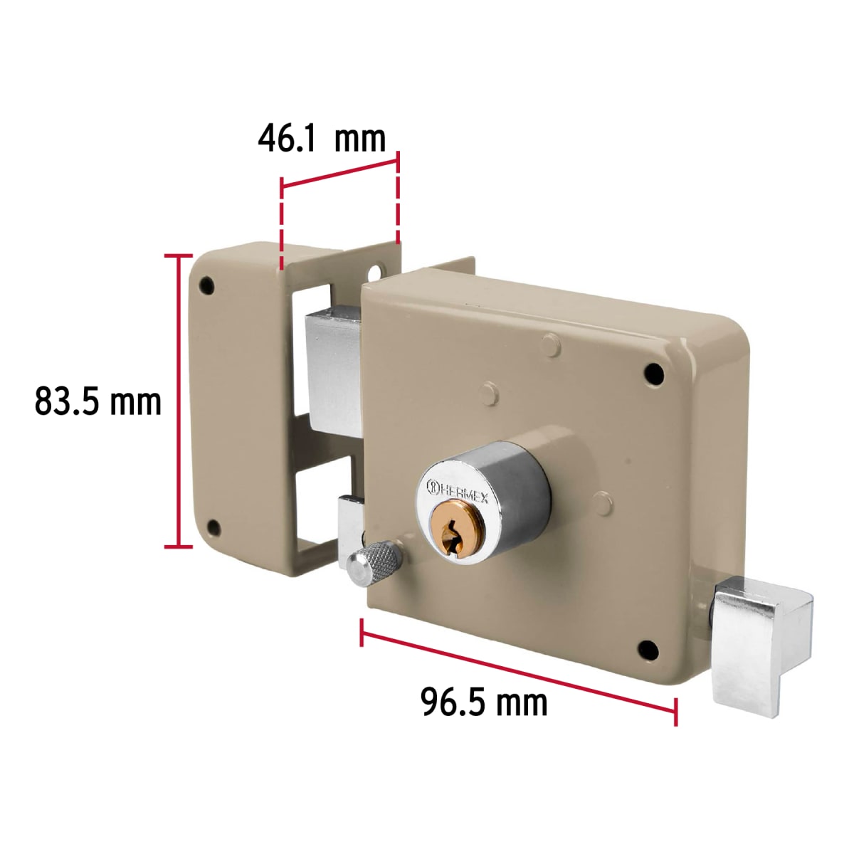 Chapa cerradura de sobreponer izquierda clasica Hermex3