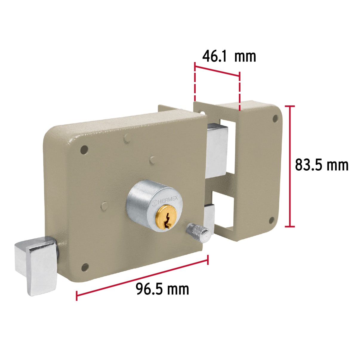 Chapa cerradura de sobreponer derecha Hermex3