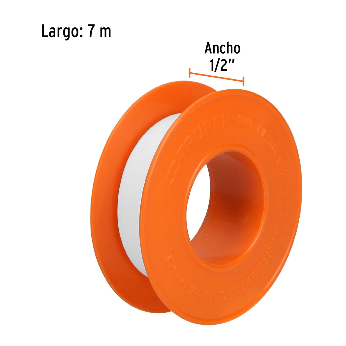 Cinta sella roscas 1/2´´ X 7 m de largo, uso general, Truper2