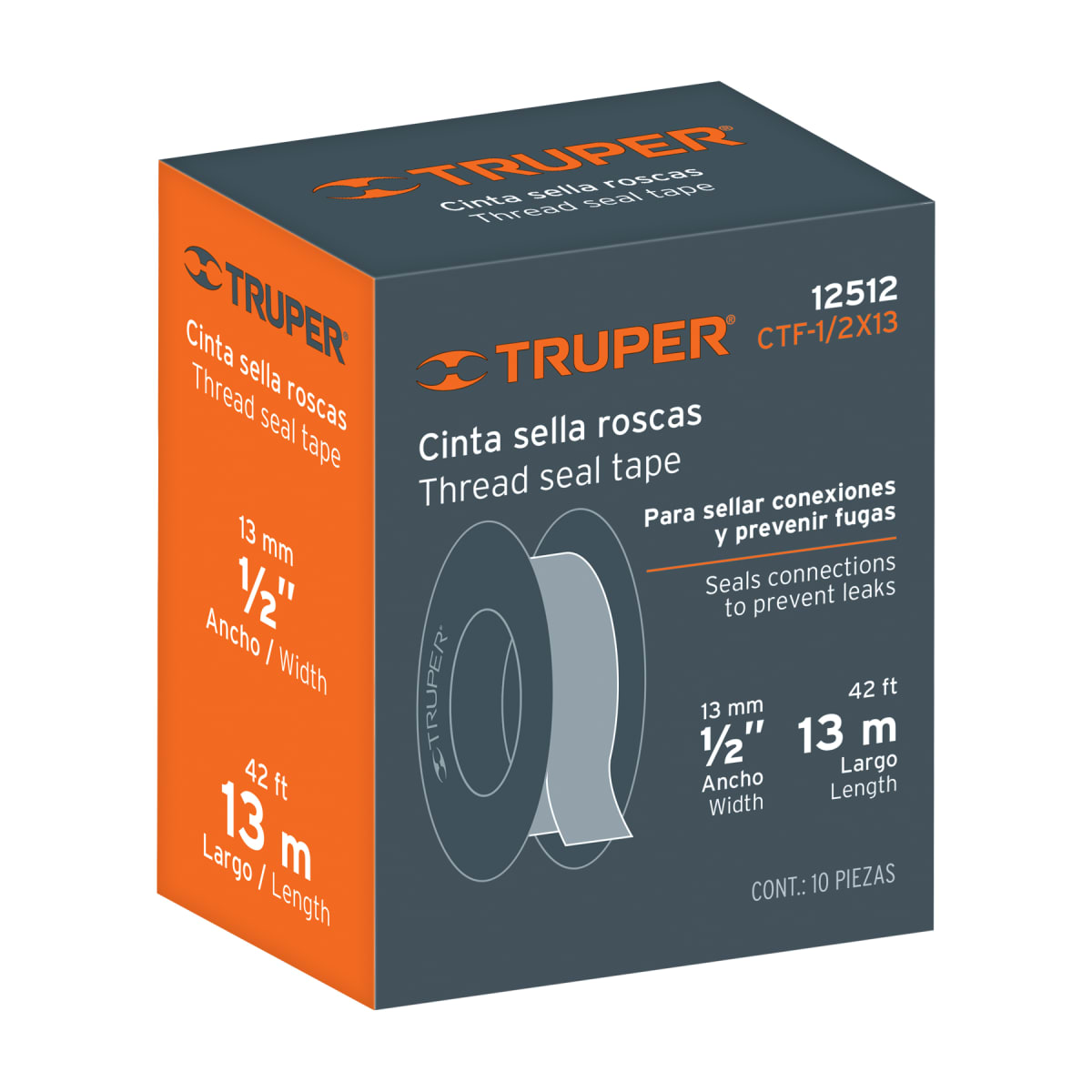 Cinta sella roscas 1/2'' x 13 m de largo uso general Truper3