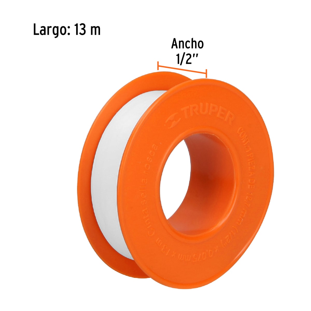 Cinta sella roscas 1/2'' x 13 m de largo uso general Truper2