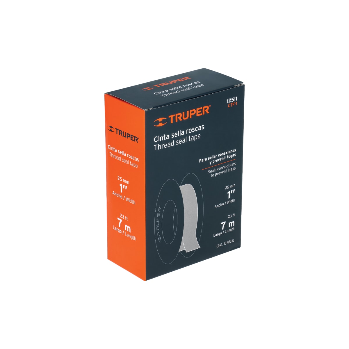 Cinta sella roscas 1´´ X 7 m de largo, uso general, Truper3