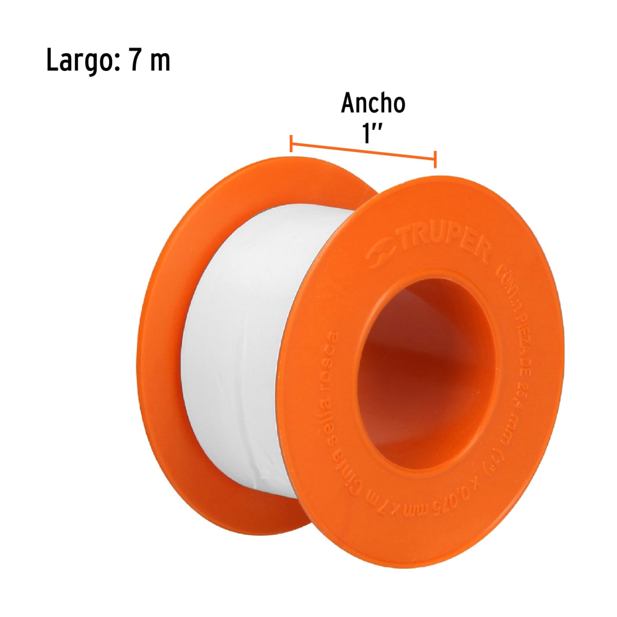 Cinta sella roscas 1´´ X 7 m de largo, uso general, Truper2