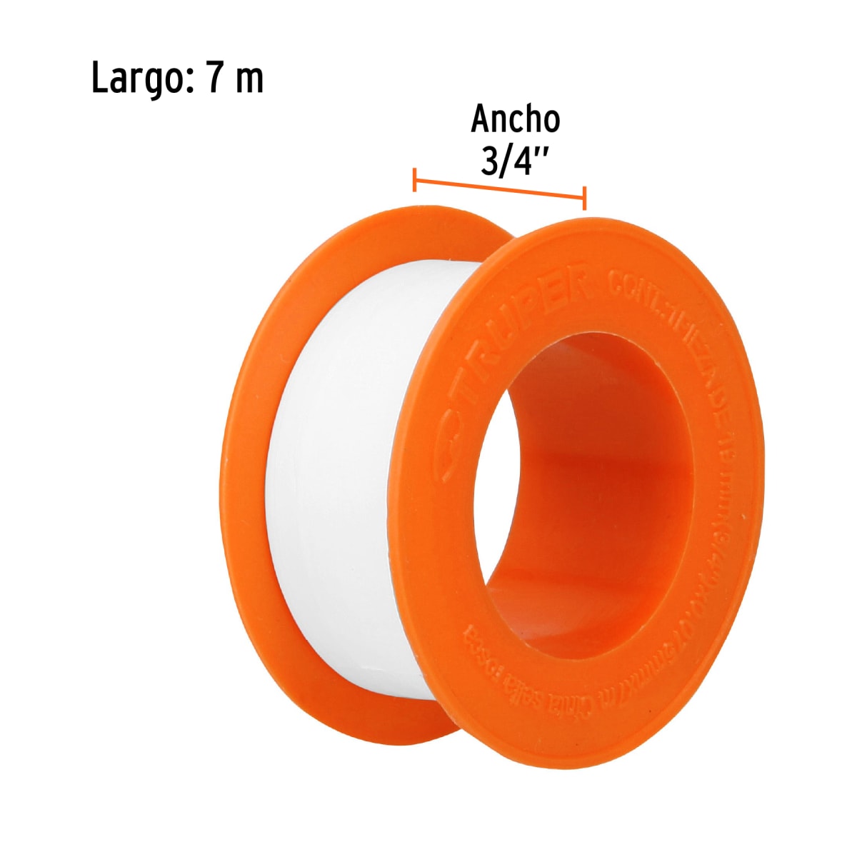 Cinta sella roscas 3/4´´ X 7 m de largo, uso general, Truper2
