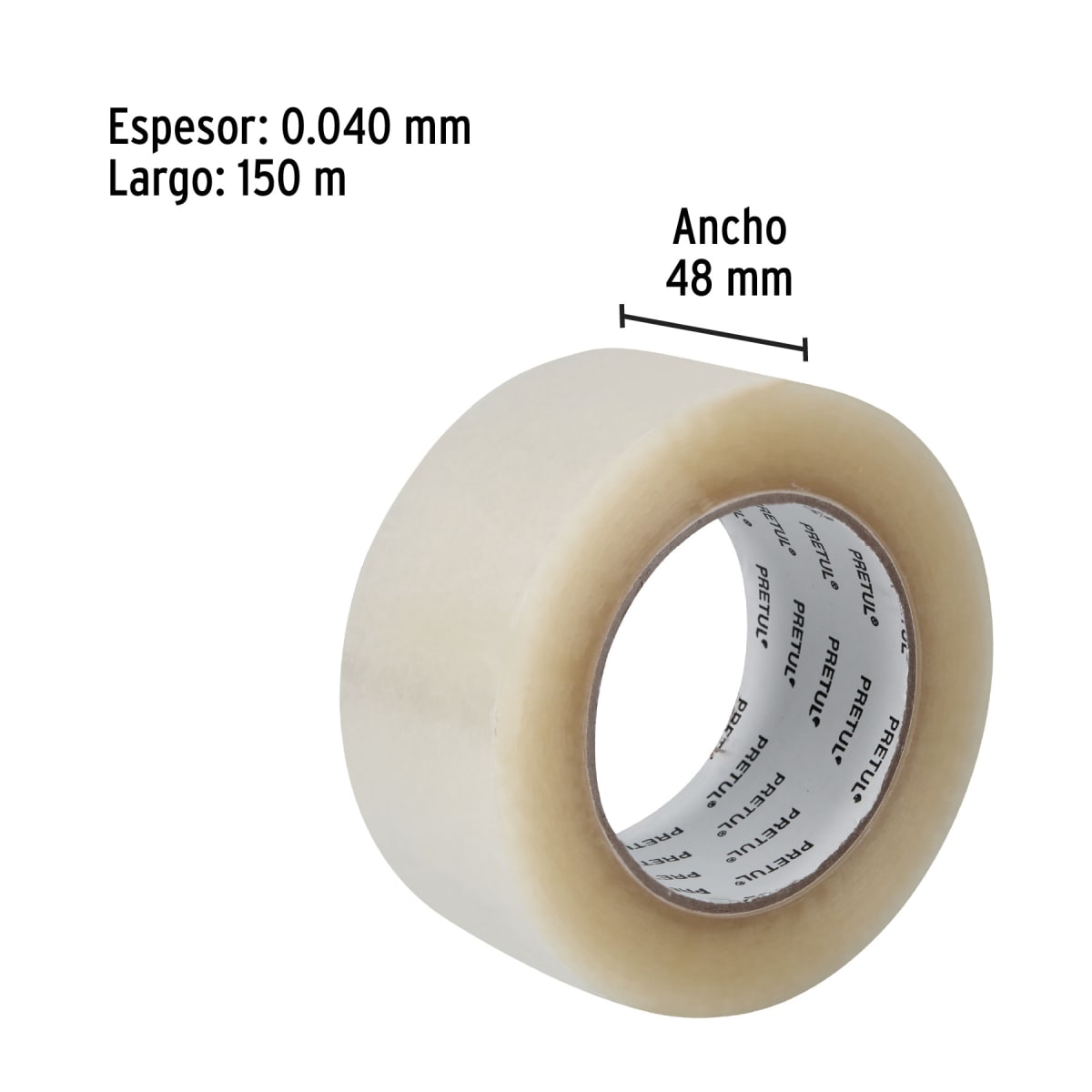 Cinta para embalaje 48 mm x 150 m transparente, Pretul3
