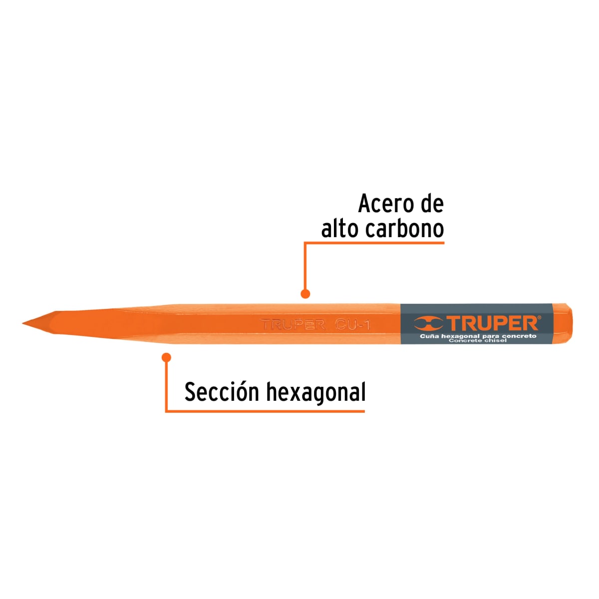Punta hexagonal para concreto de 1´´, Truper2