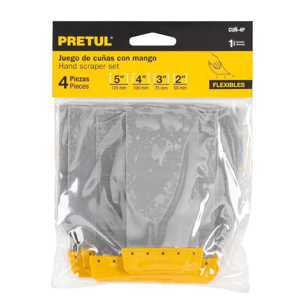 Juego de 4 cuñas con mango de plástico, Pretul4