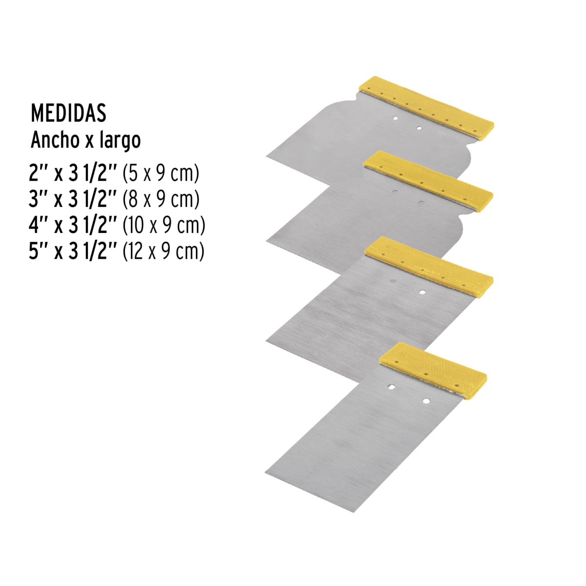 Juego de 4 cuñas con mango de plástico, Pretul3