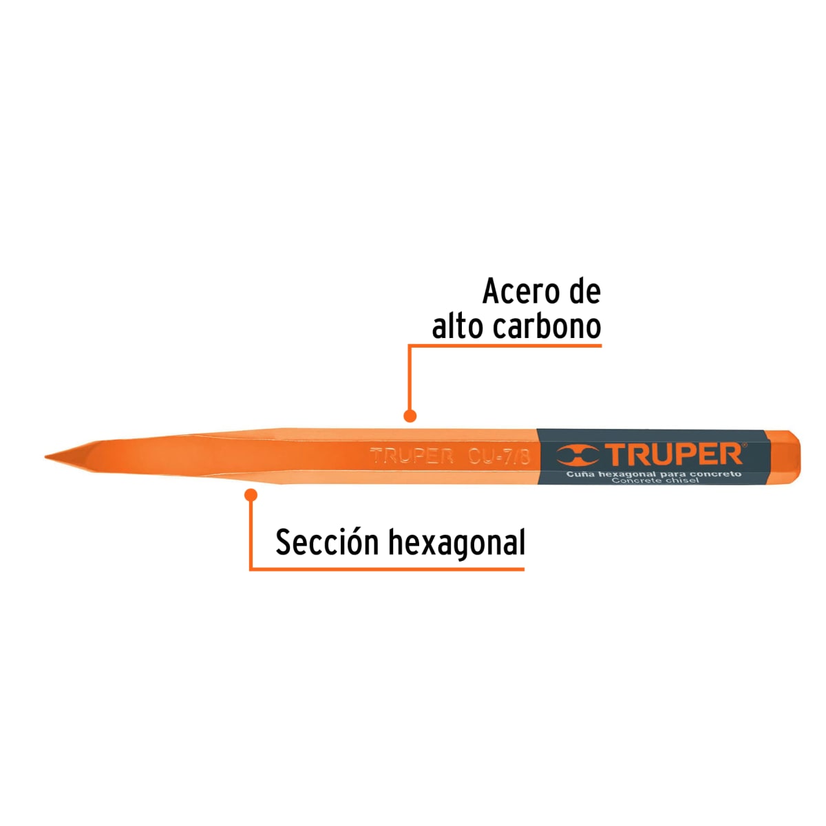 Punta hexagonal para concreto de 7/8´´, Truper2