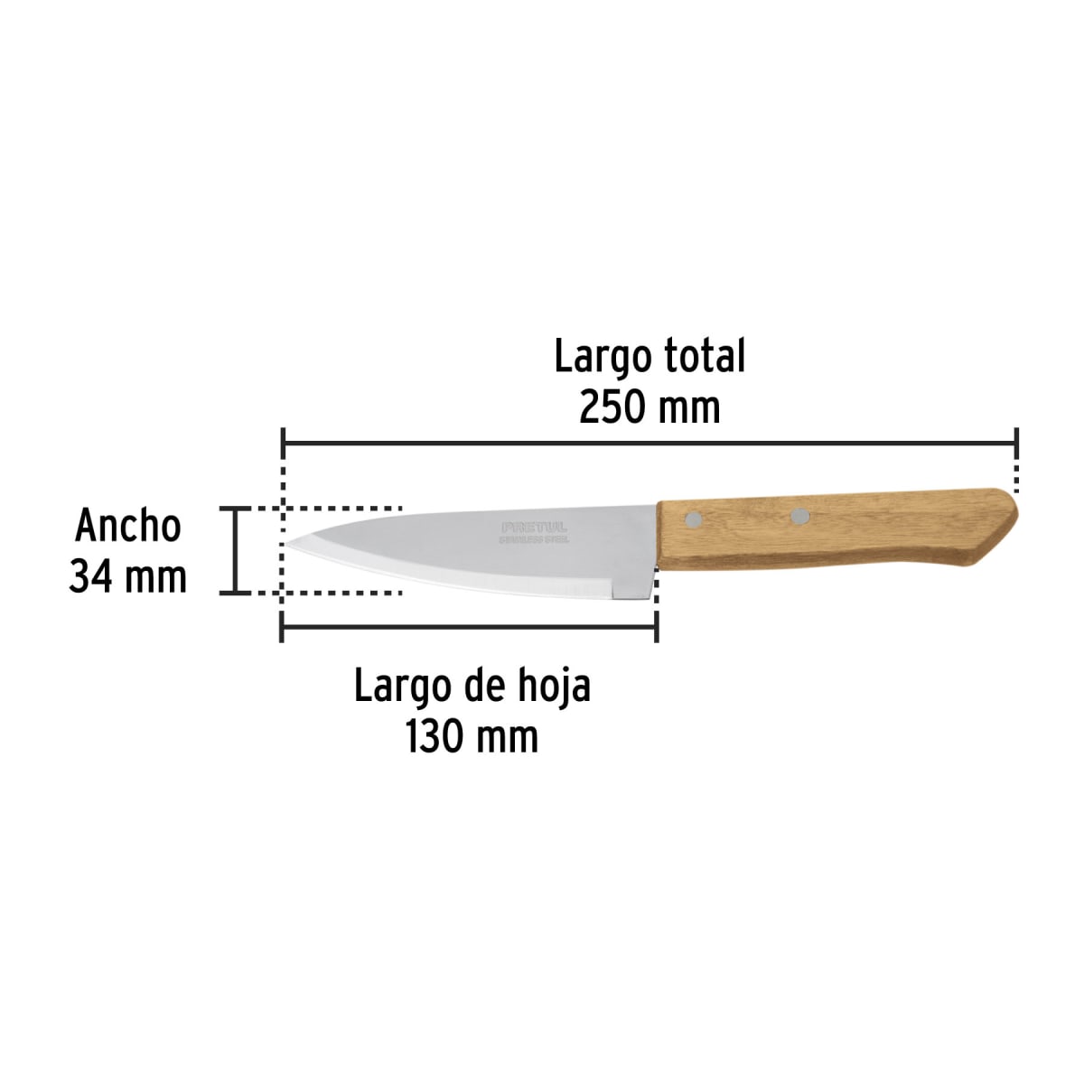 Cuchillo de chef 5´´ mango de madera Pretul2