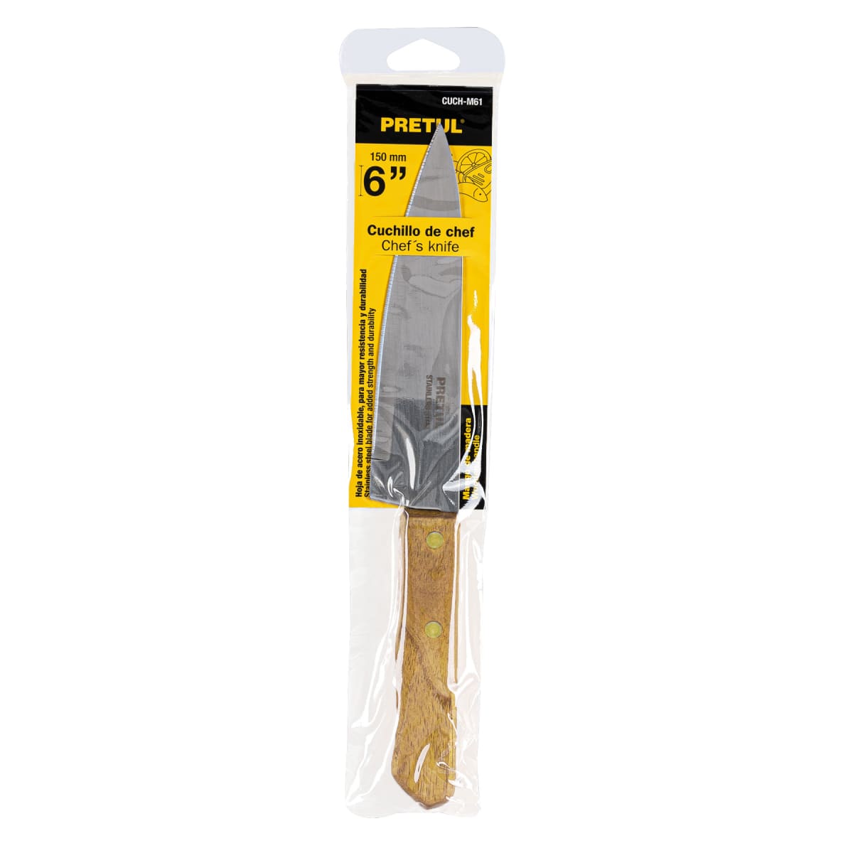Cuchillo de chef 6´´ mango de madera Pretul1