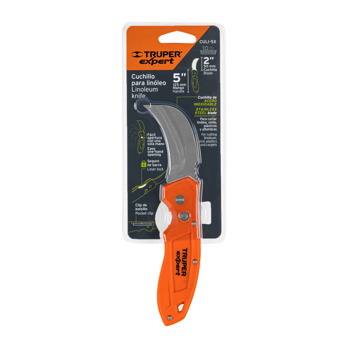 Cuchillo abatible 7'' para alfombras con mango de nylon, Expert Truper4