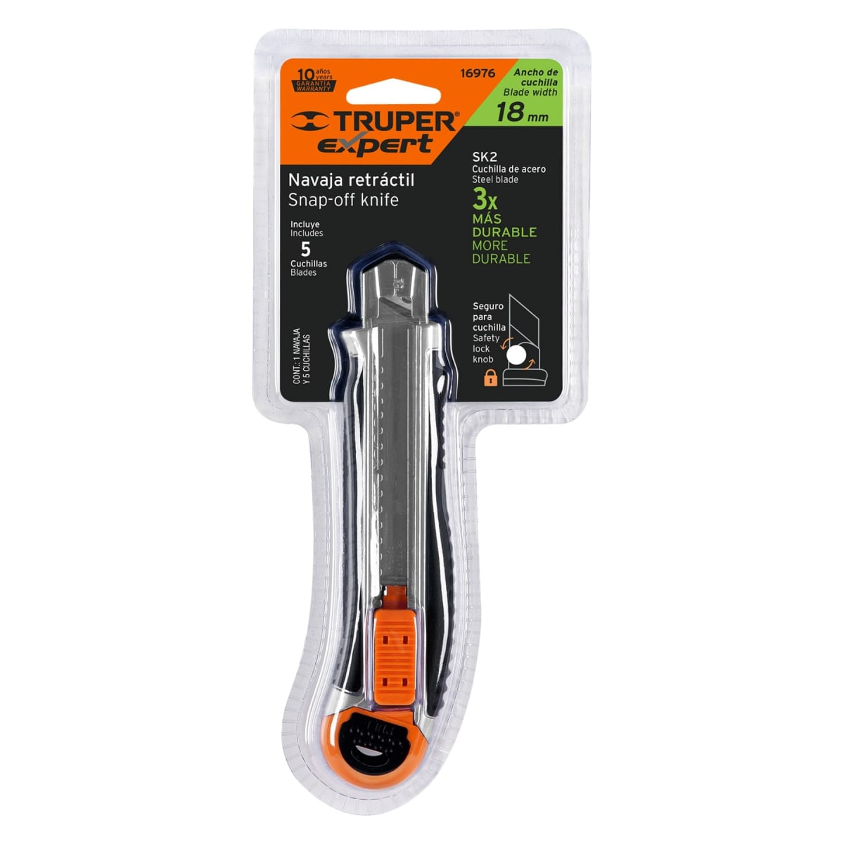 Cuchilla trabajo pesado 18 mm con alma metálica y grip, Expert Truper4