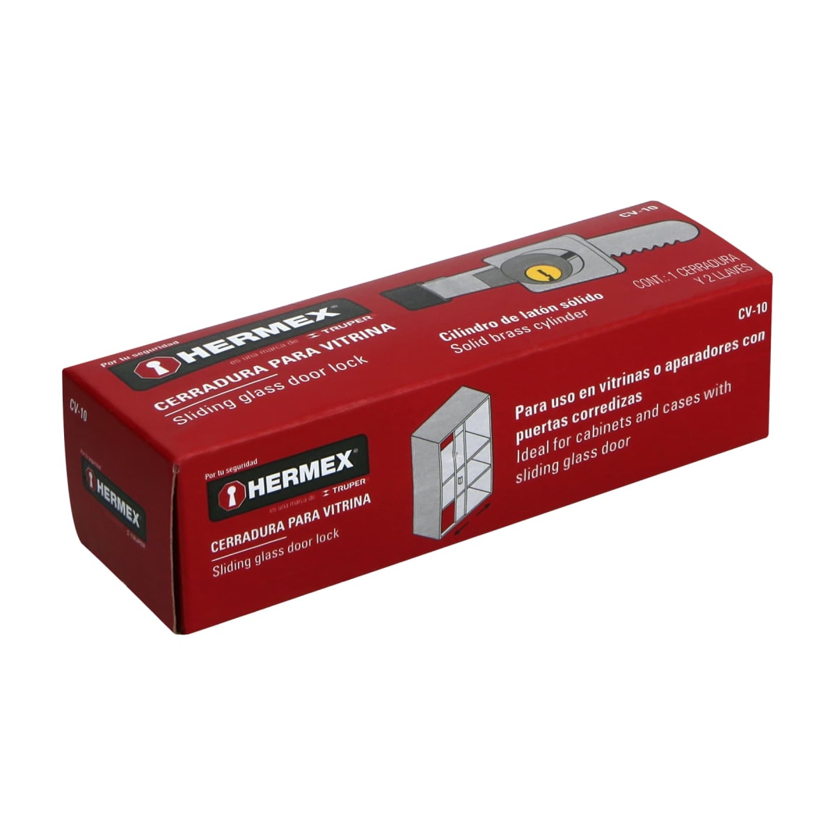 Chapa cerradura para vitrina tipo serrucho Hermex7