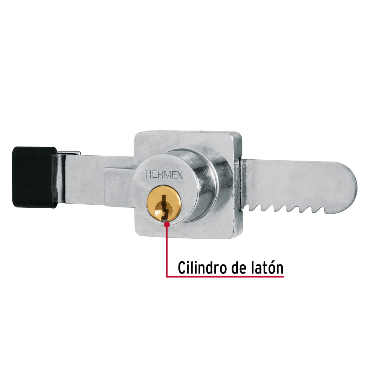 Chapa cerradura para vitrina tipo serrucho Hermex5