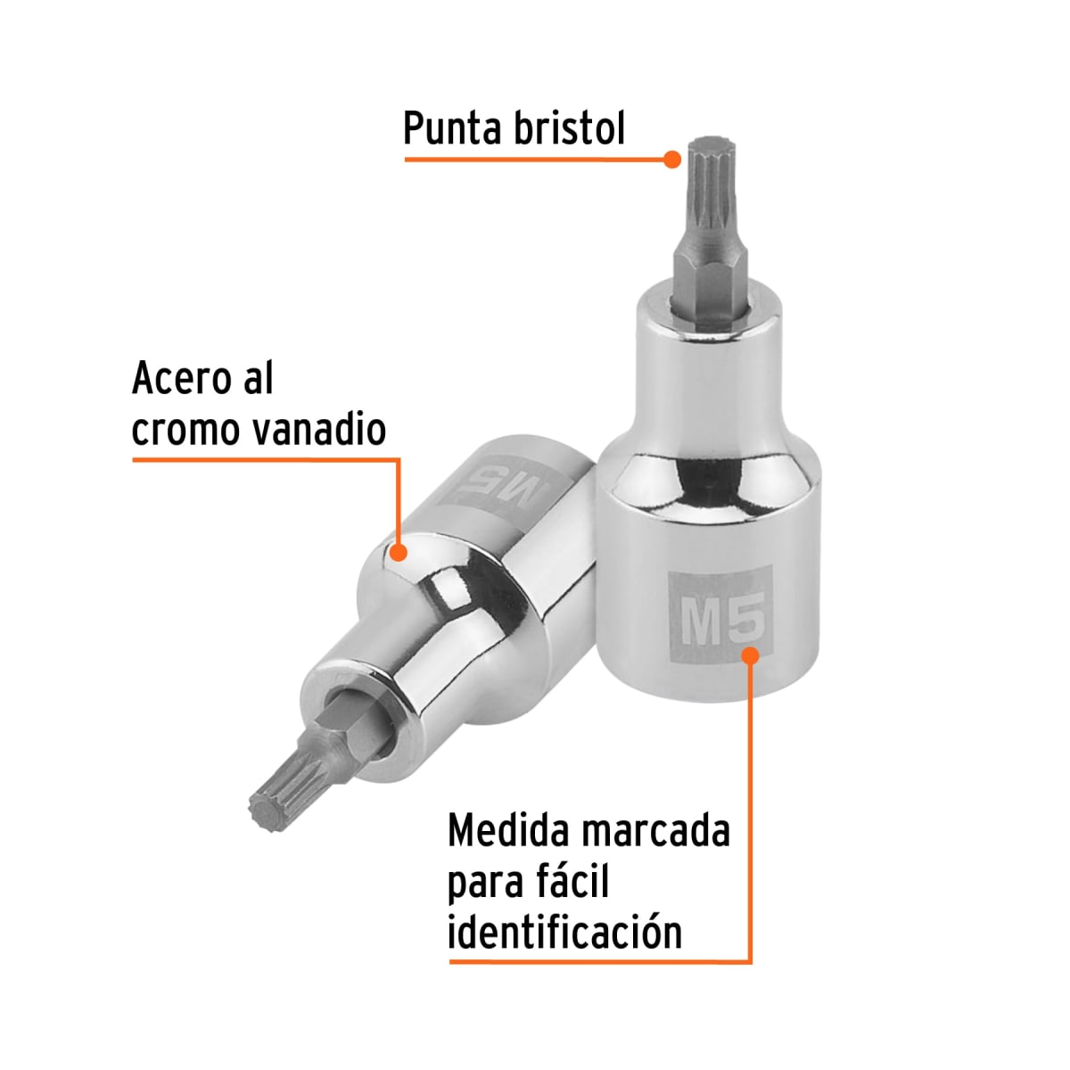 Dado encastre 1/2´´ punta corta bristol M5, Truper2