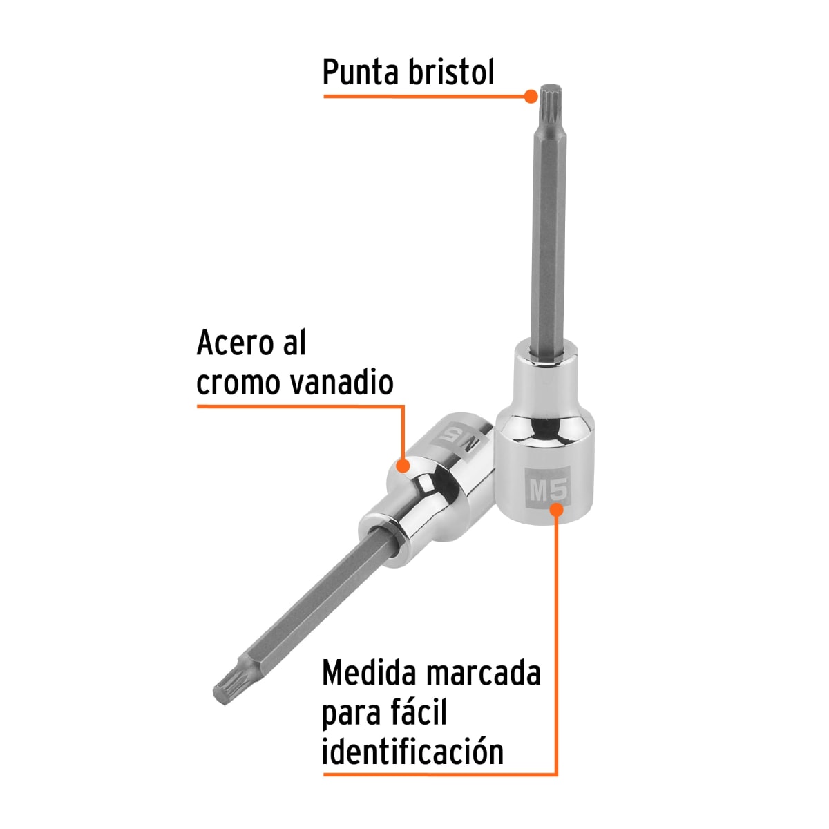 Dado encastre 1/2'' punta larga bristol m5 Truper2
