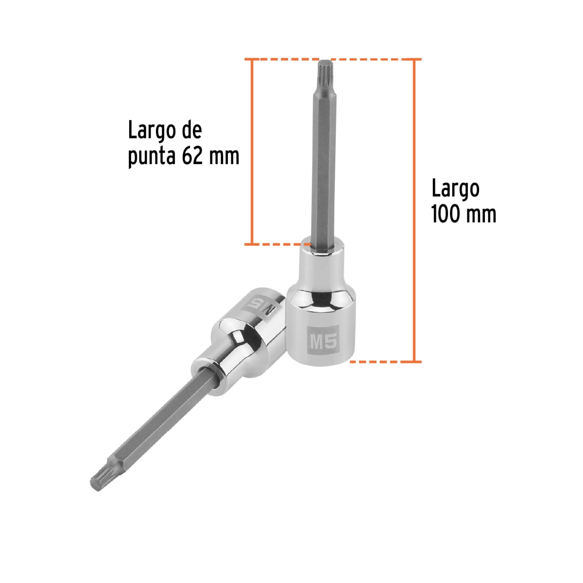 Dado encastre 1/2'' punta larga bristol m5 Truper3