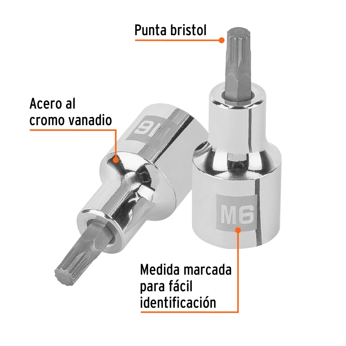 Dado encastre 1/2´´ punta corta bristol M6, Truper2