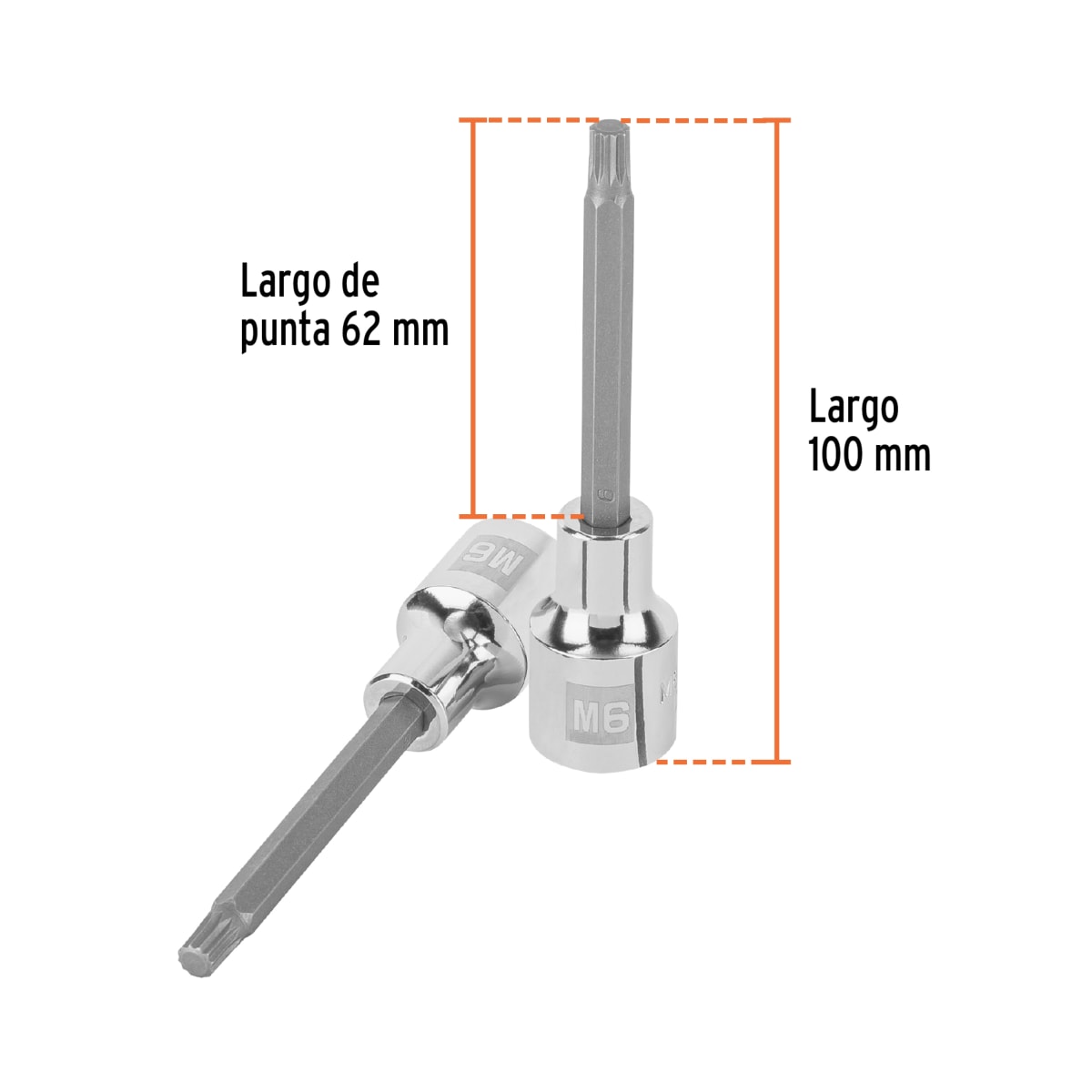 Dado encastre 1/2'' punta larga bristol m6 Truper3