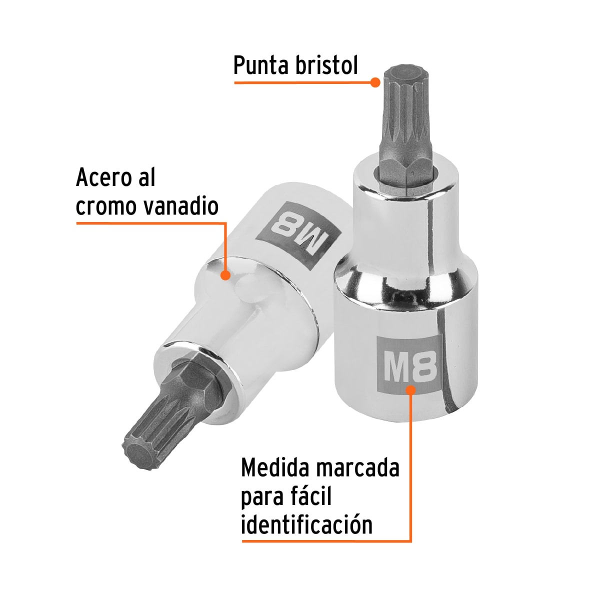 Dado encastre 1/2´´ punta corta bristol M8, Truper2