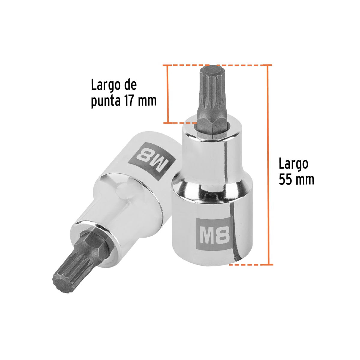 Dado encastre 1/2´´ punta corta bristol M8, Truper3