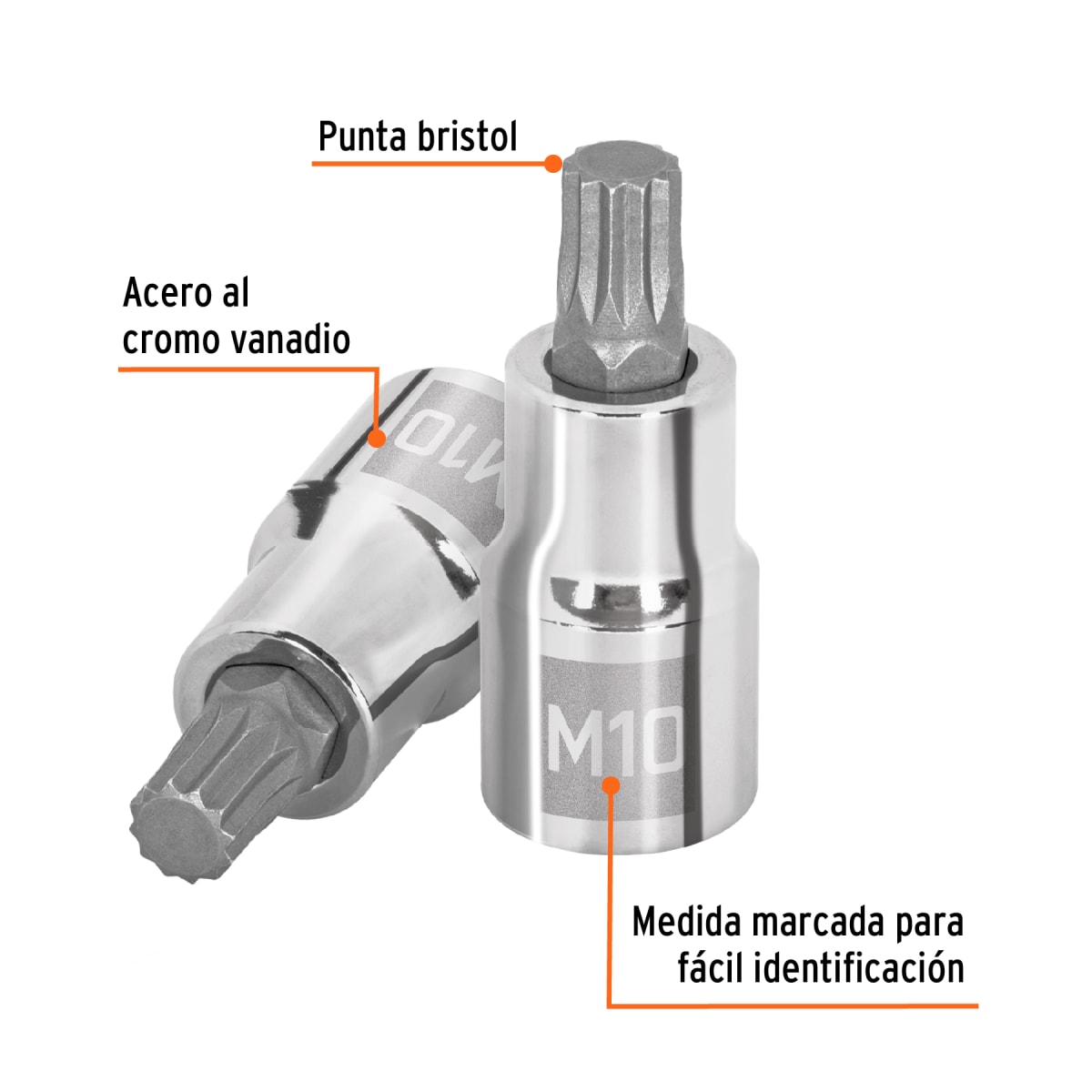 Dado encastre 1/2´´ punta corta bristol M10, Truper2