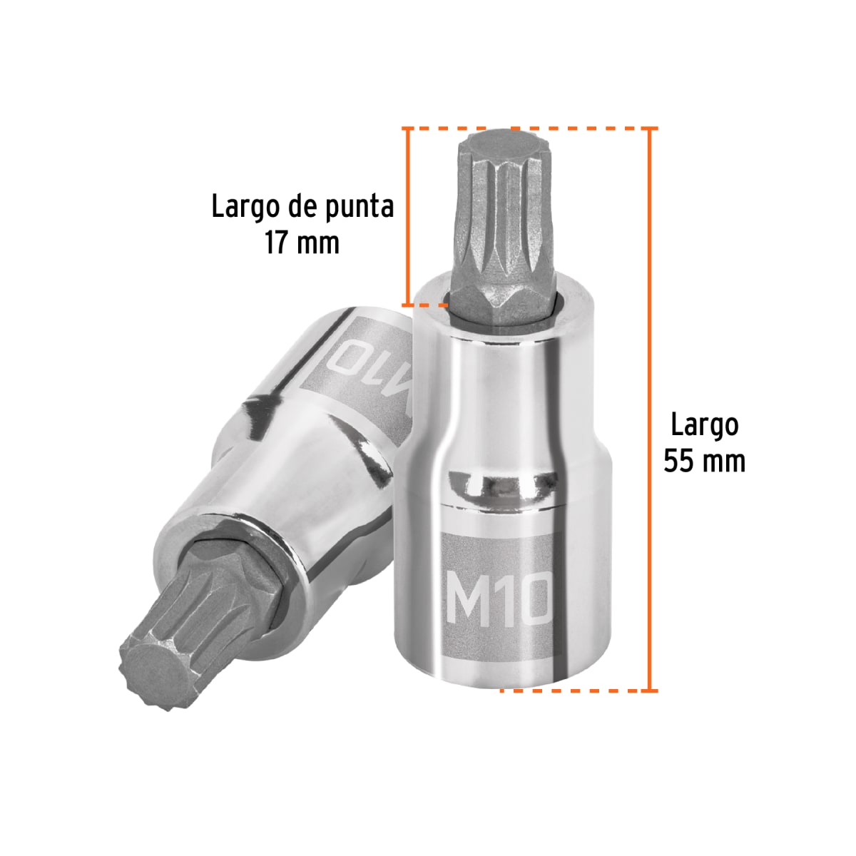 Dado encastre 1/2´´ punta corta bristol M10, Truper3