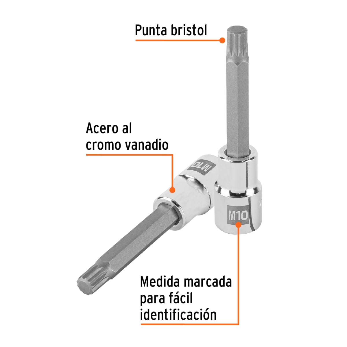Dado encastre 1/2'' punta larga bristol m10 Truper2