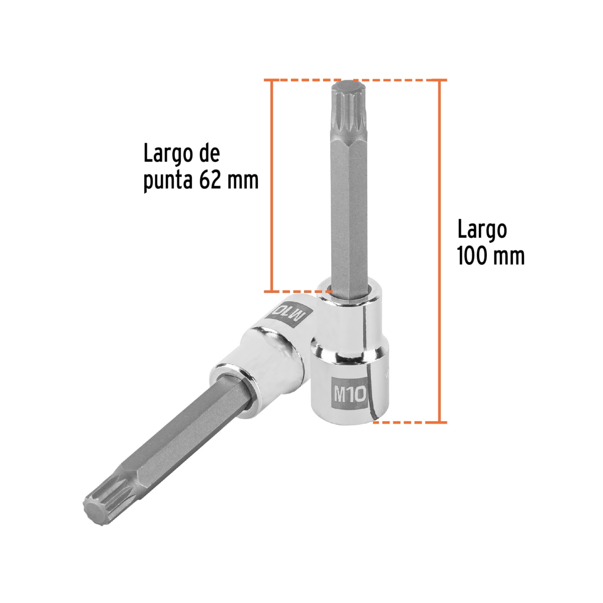 Dado encastre 1/2'' punta larga bristol m10 Truper3