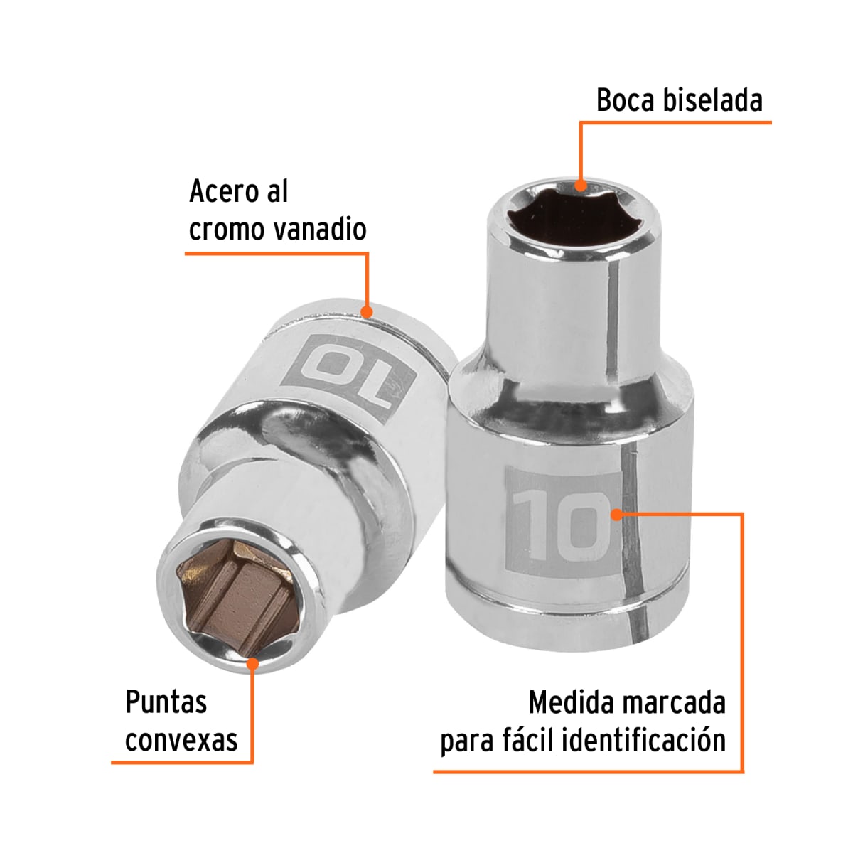 Dado hexagonal encastre 1/2'' de 10 mm. truper2