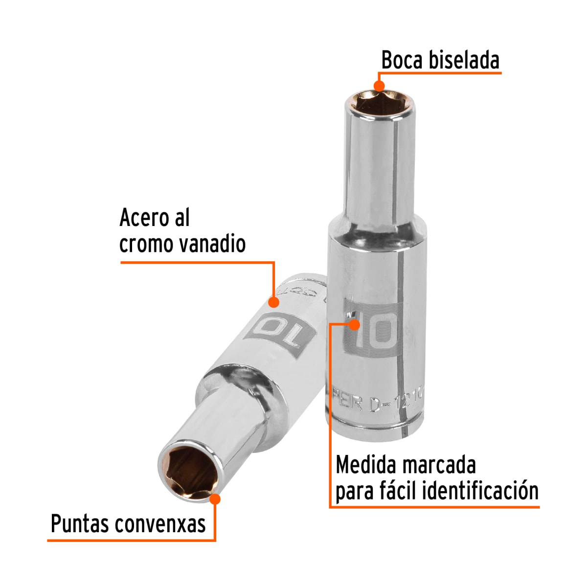 Dado tubular hexagonal encastre 1/2'' de 10 mm. truper2