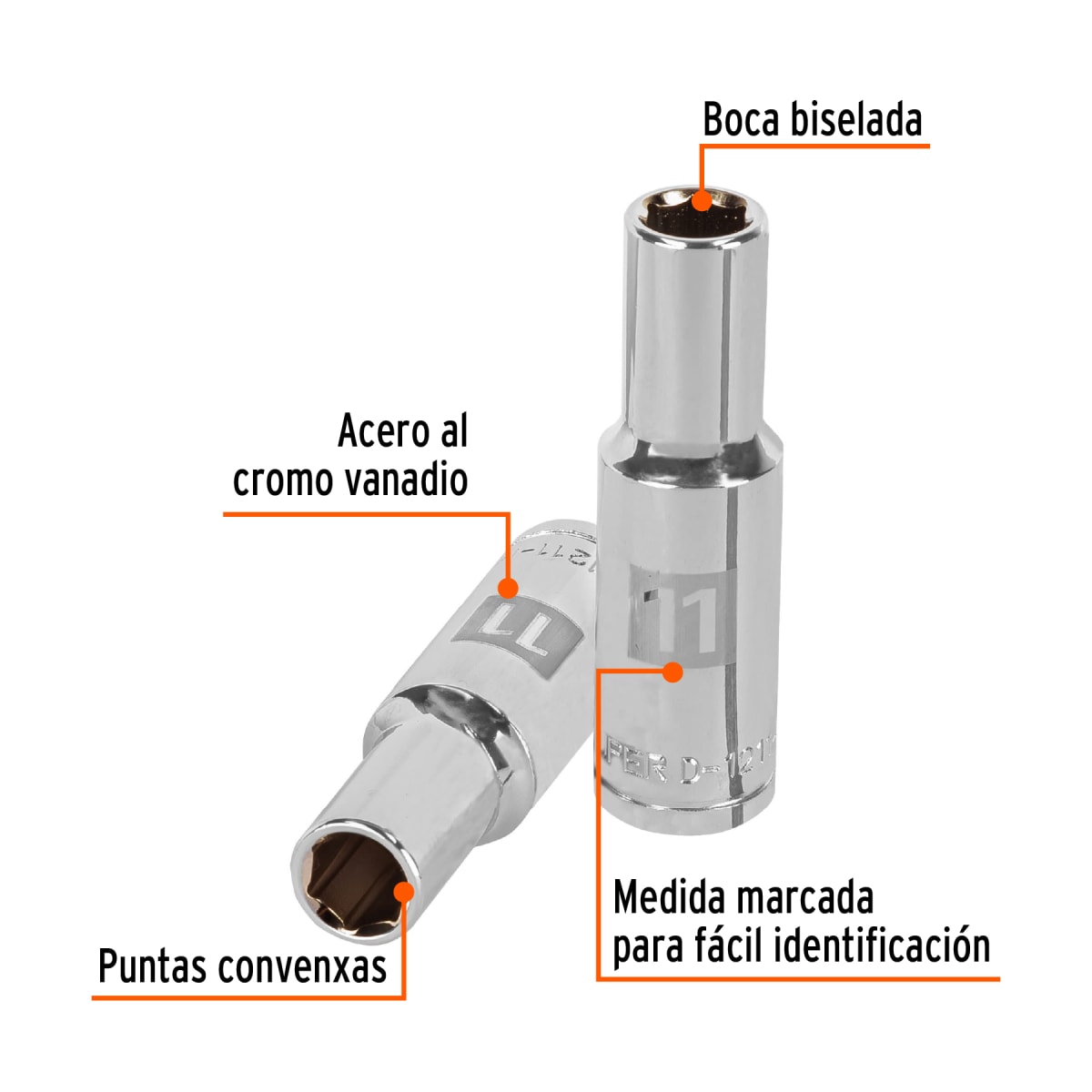 Dado tubular hexagonal encastre 1/2'' de 11 mm Truper2
