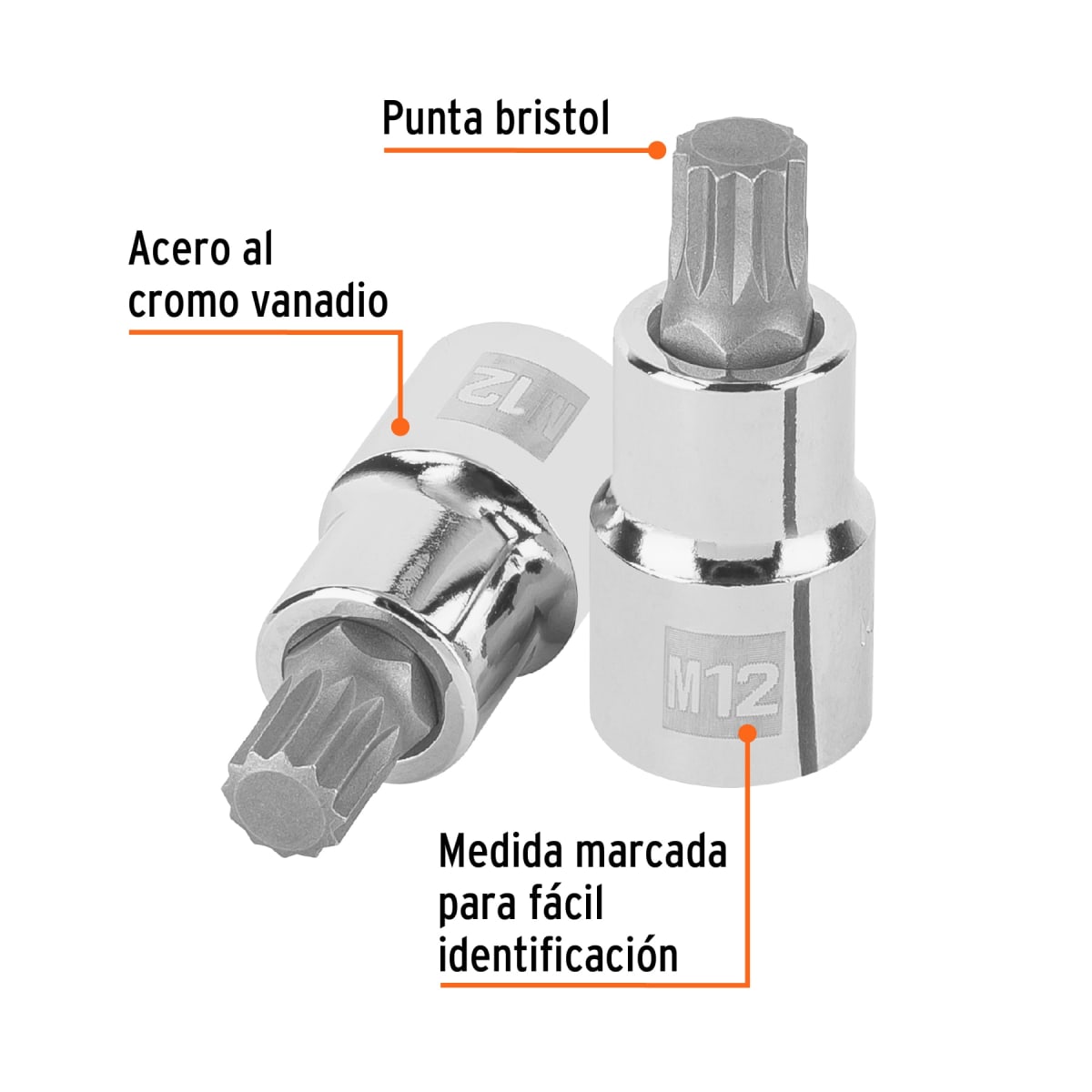 Dado encastre 1/2'' punta corta bristol m12 Truper2