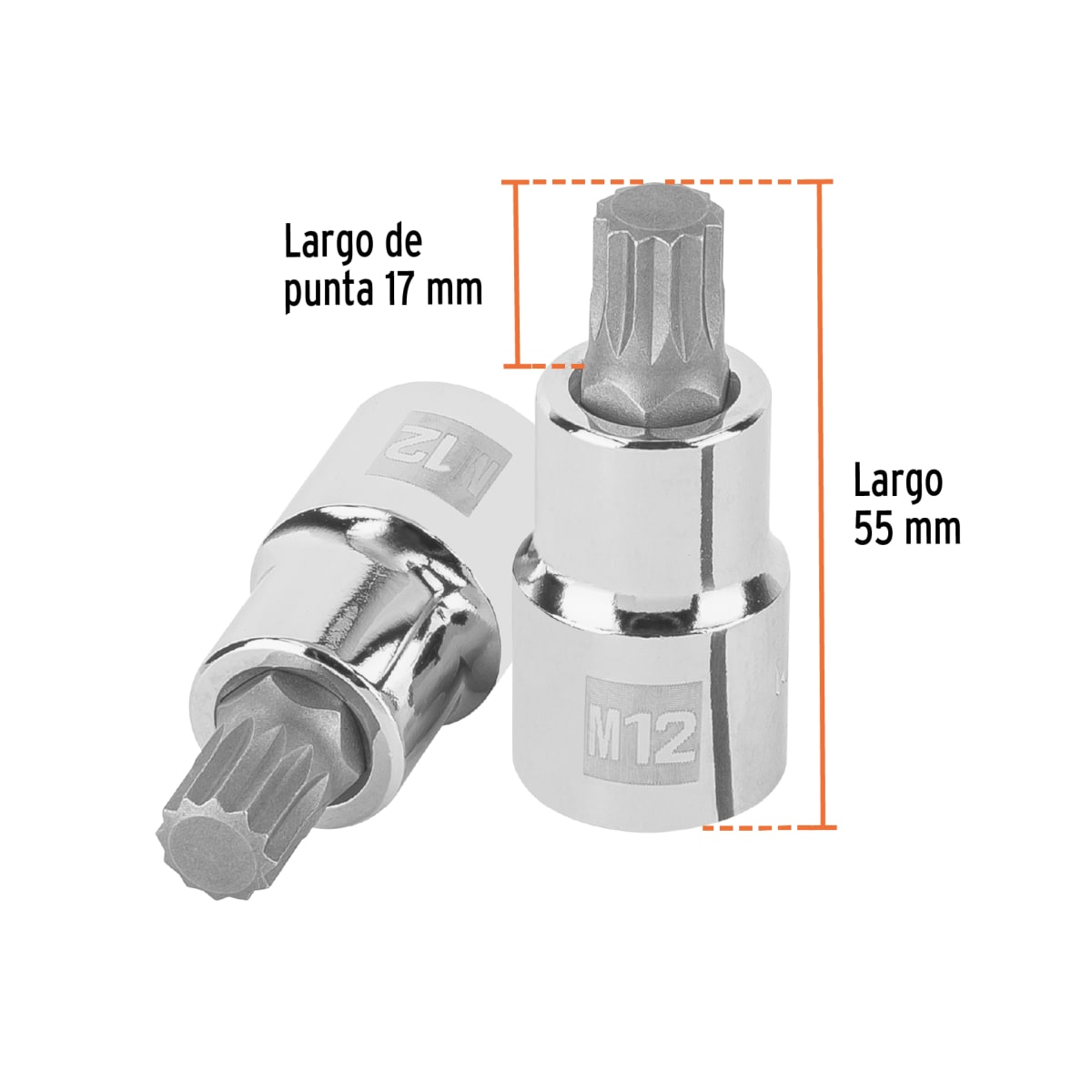 Dado encastre 1/2'' punta corta bristol m12 Truper 3