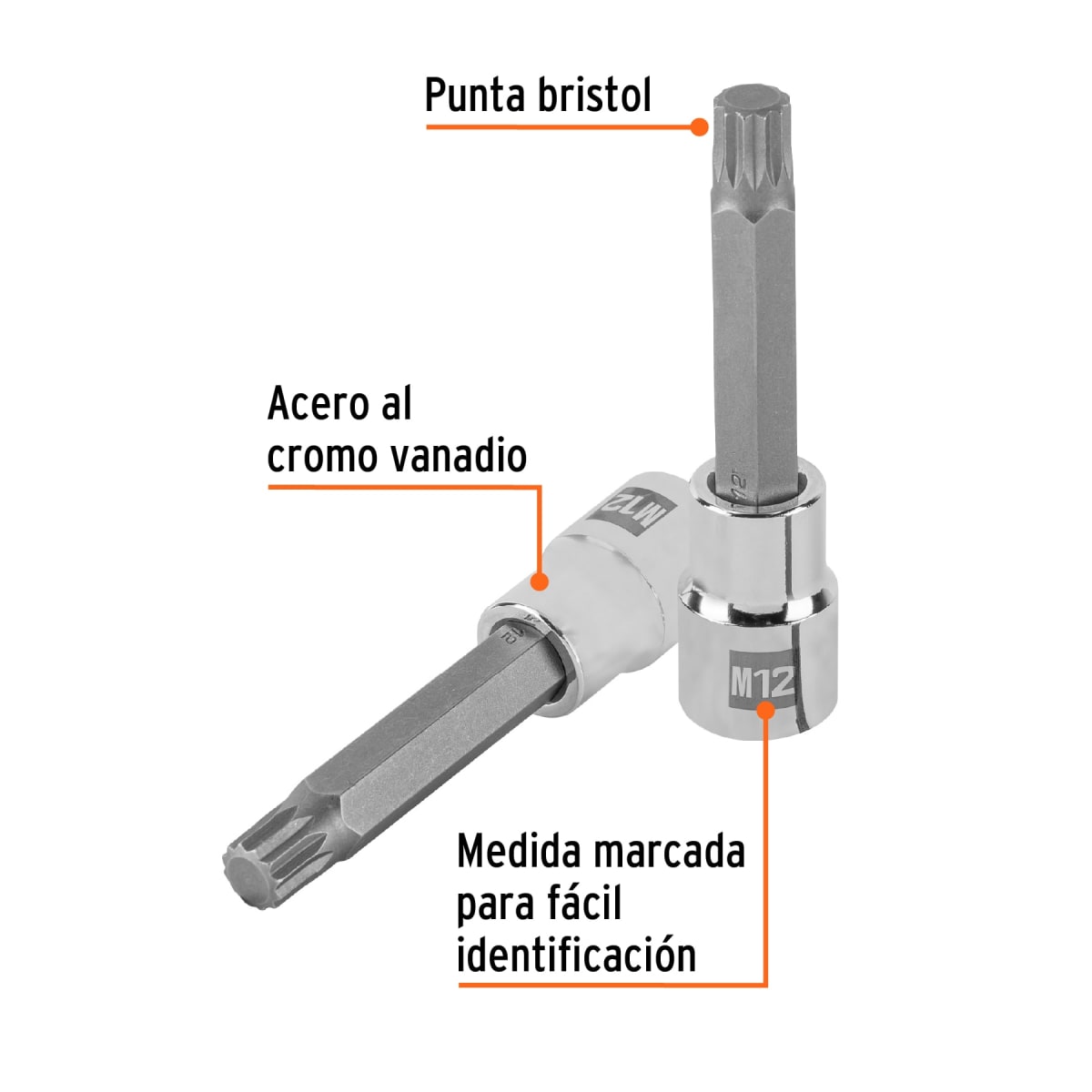Dado encastre 1/2'' punta larga bristol m12 Truper2