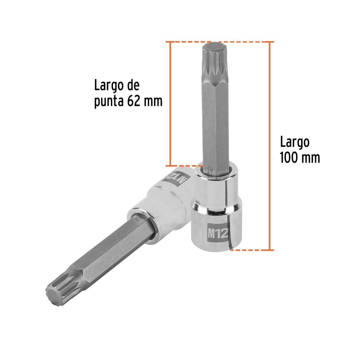 Dado encastre 1/2'' punta larga bristol m12 Truper3