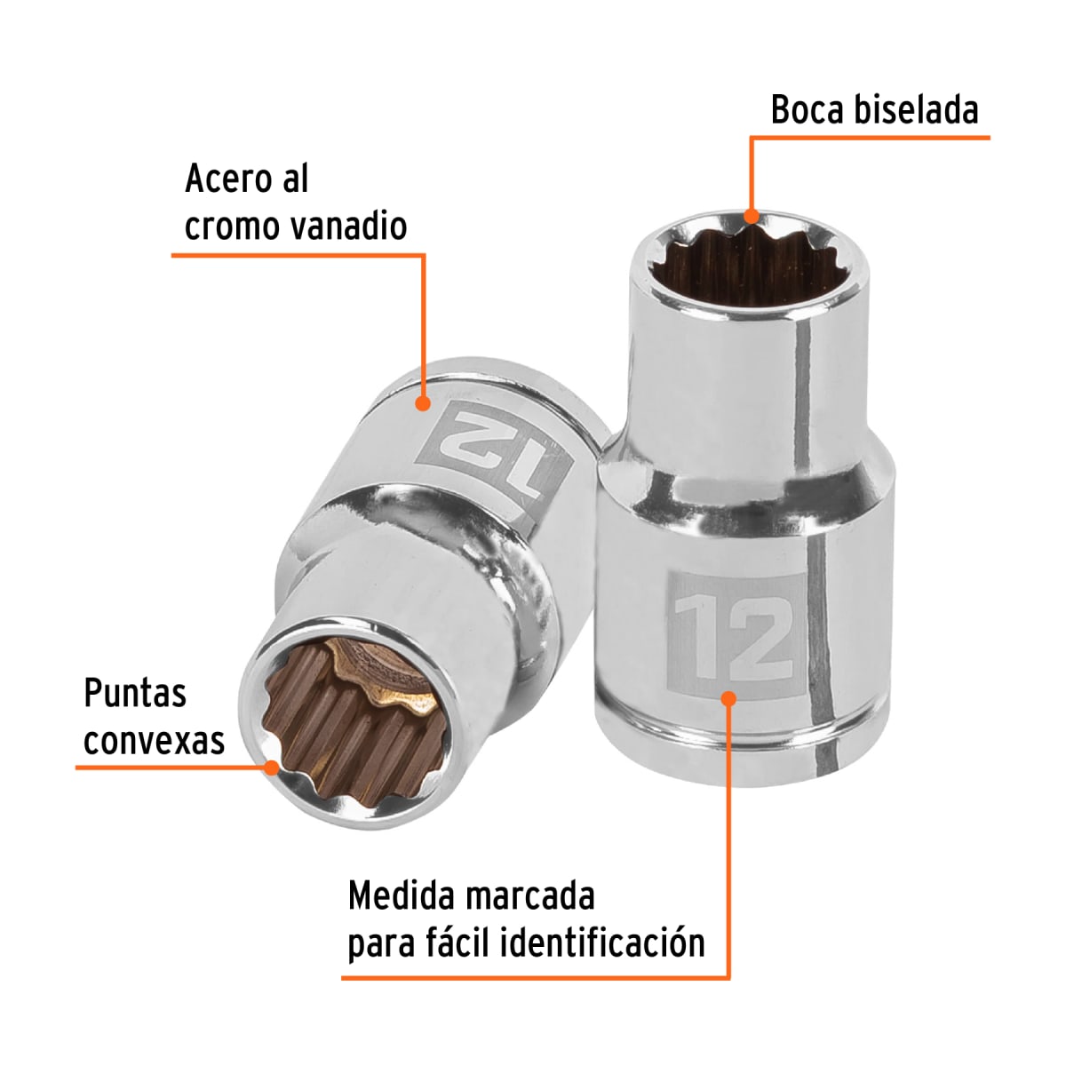 Dado poligonal encastre 1/2'' de 12 mm Truper2