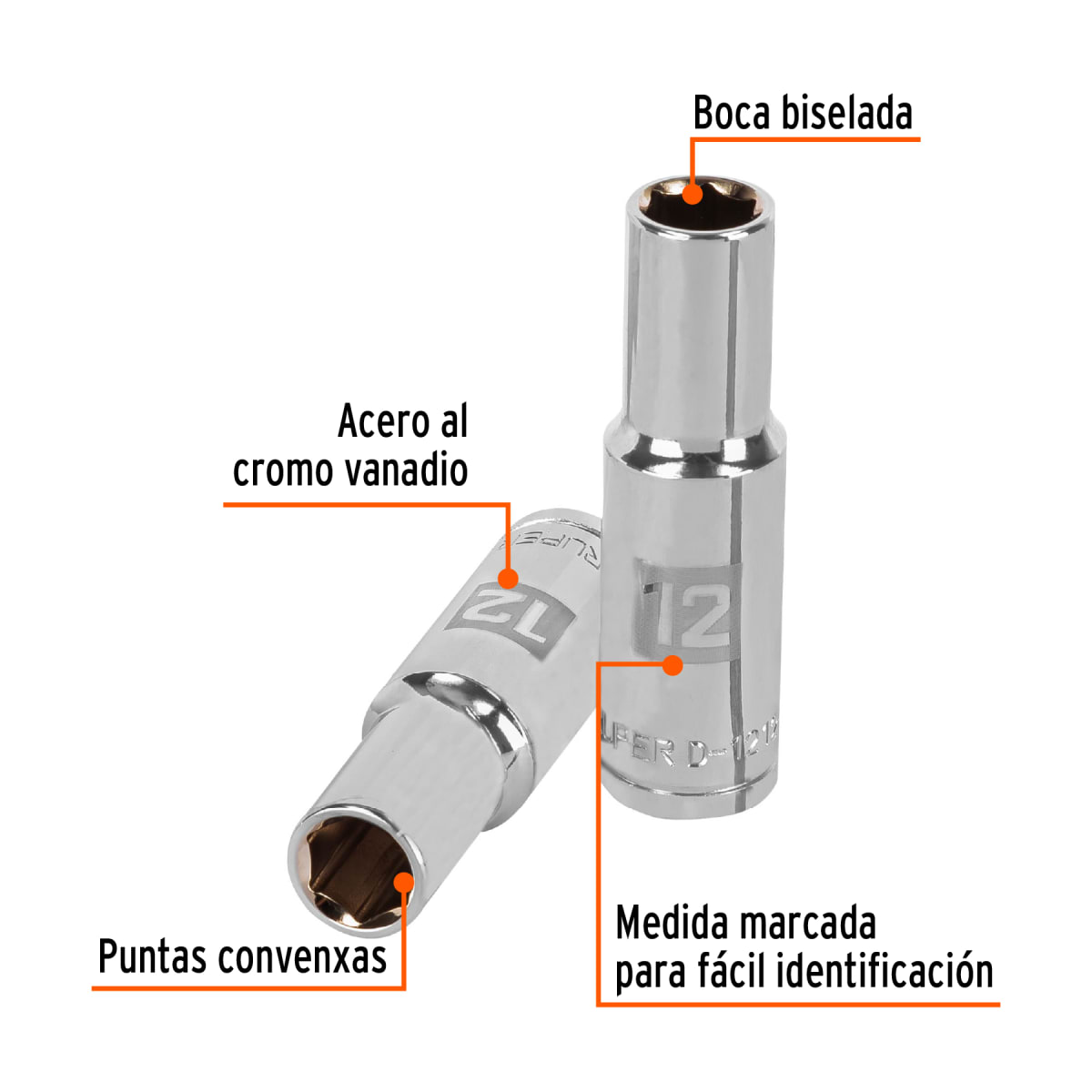Dado tubular hexagonal encastre 1/2'' de 12 mm Truper2