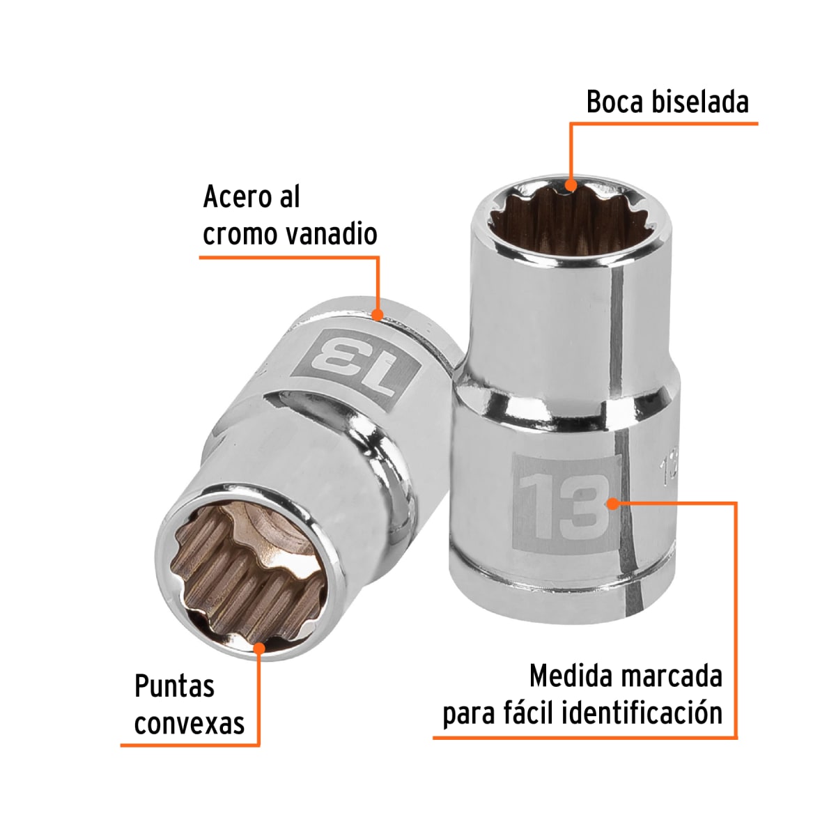 Dado poligonal encastre 1/2'' de 13 mm Truper2