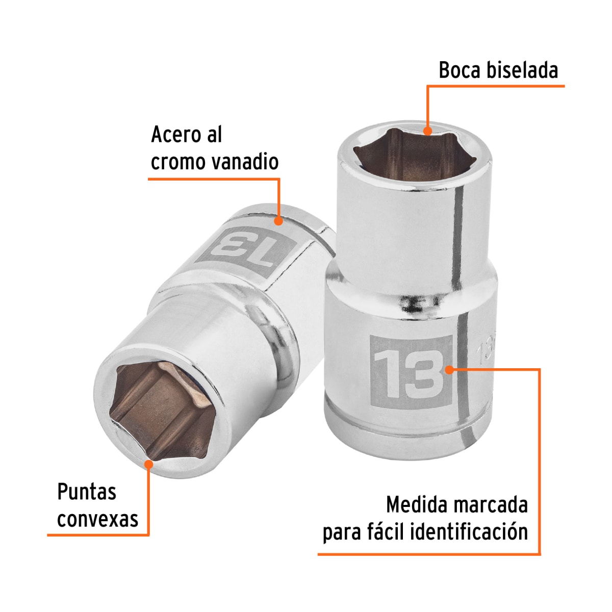 Dado hexagonal encastre 1/2'' de 13 mm. truper2