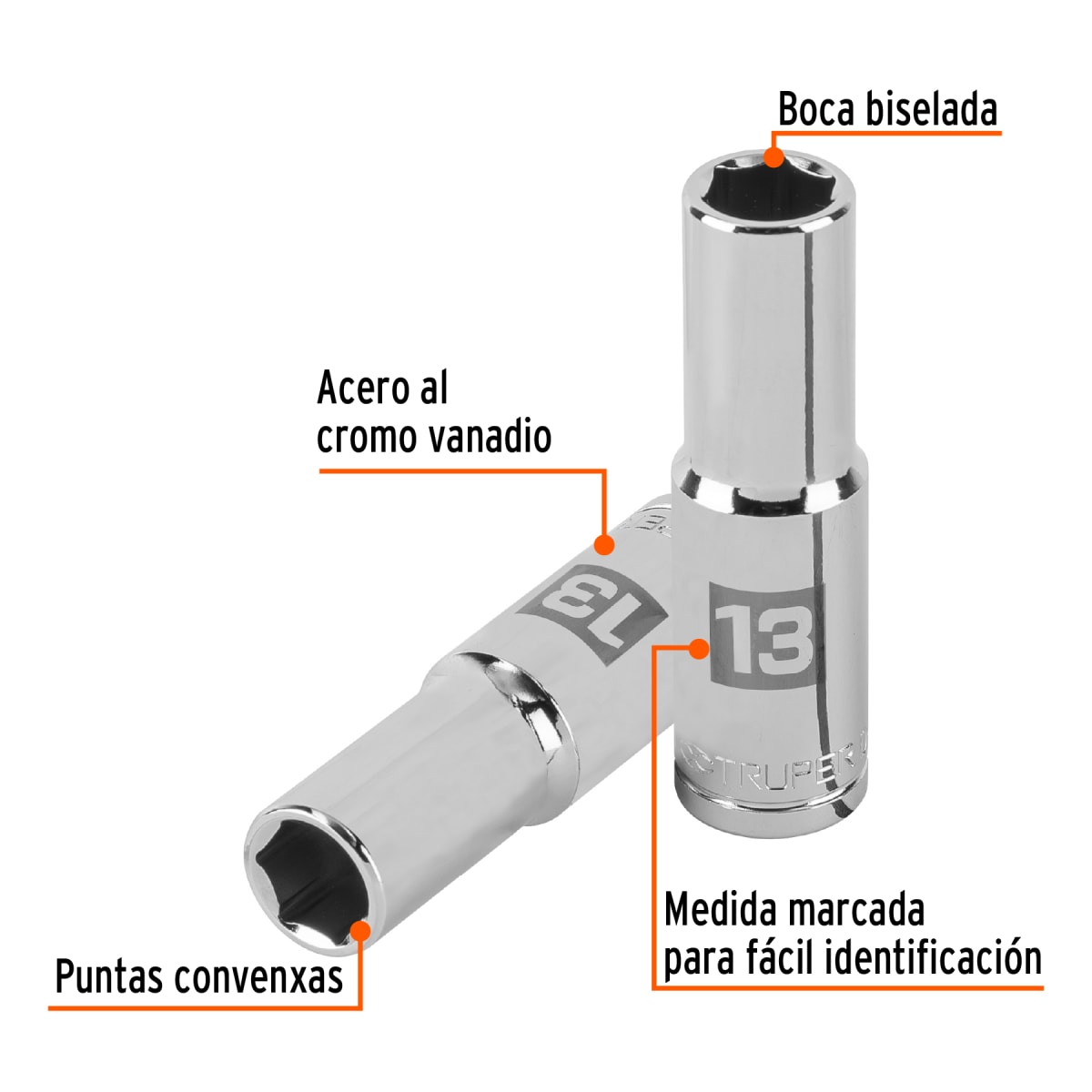 Dado tubular hexagonal encastre 1/2'' de 13 mm Truper2