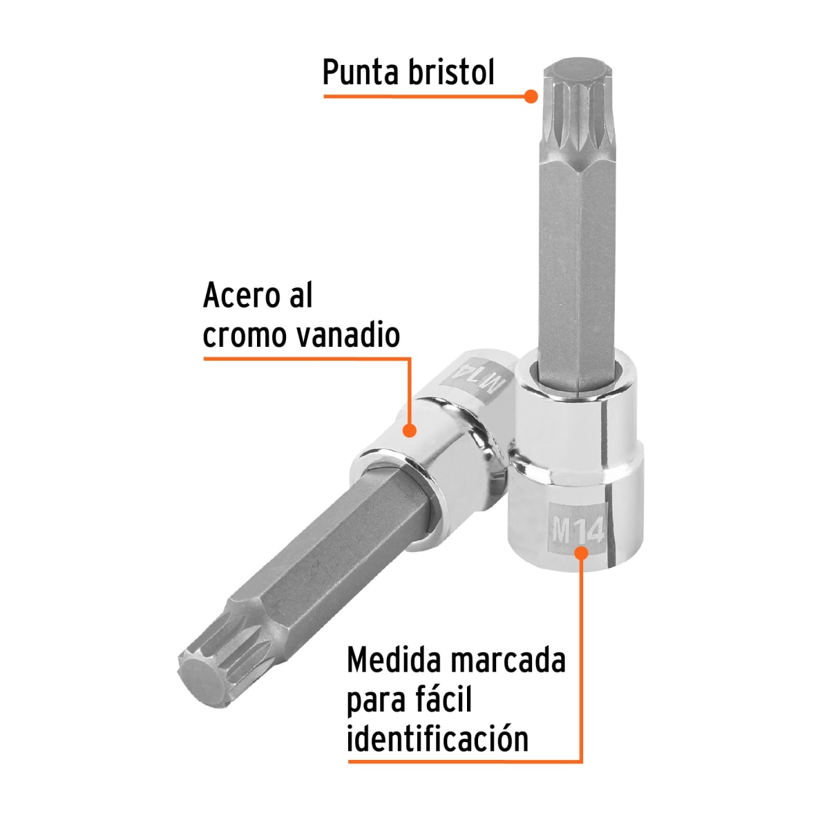 Dado encastre 1/2'' punta larga bristol m14 Truper2